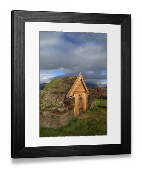 Framed Print : Greenland, Eriks Fjord, Brattahlid. Replica of Thjodhilds Church originally Framed Print : Greenland, Eriks Fjord, Brattahlid. Replica of Thjodhilds Church originally