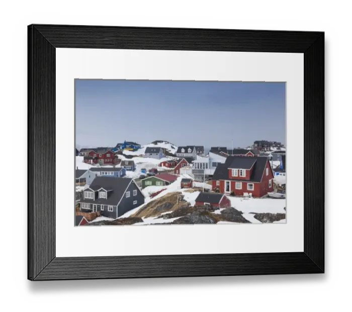 Framed Print : Greenland, Nuuk, Kolonihavn area, residential houses Framed Print : Greenland, Nuuk, Kolonihavn area, residential houses