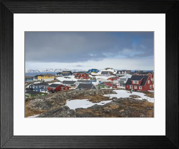 Framed Print : Greenland, Nuuk, Kolonihavn area, residential houses Framed Print : Greenland, Nuuk, Kolonihavn area, residential houses