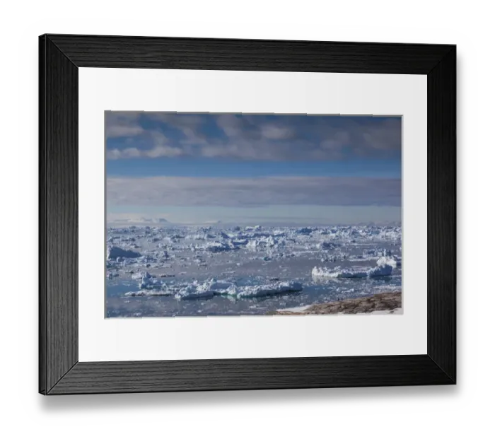 Framed Print : Greenland, Disko Bay, Ilulissat, elevated view of floating ice
