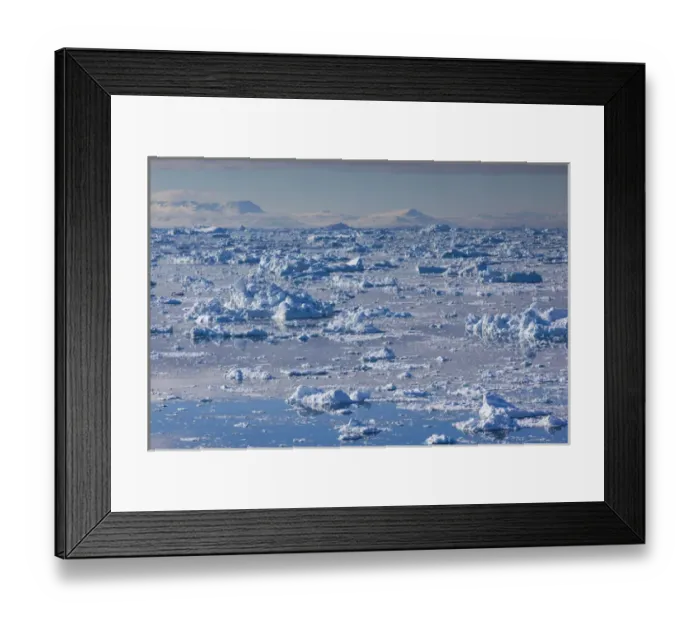 Framed Print : Greenland, Disko Bay, Ilulissat, elevated view of floating ice