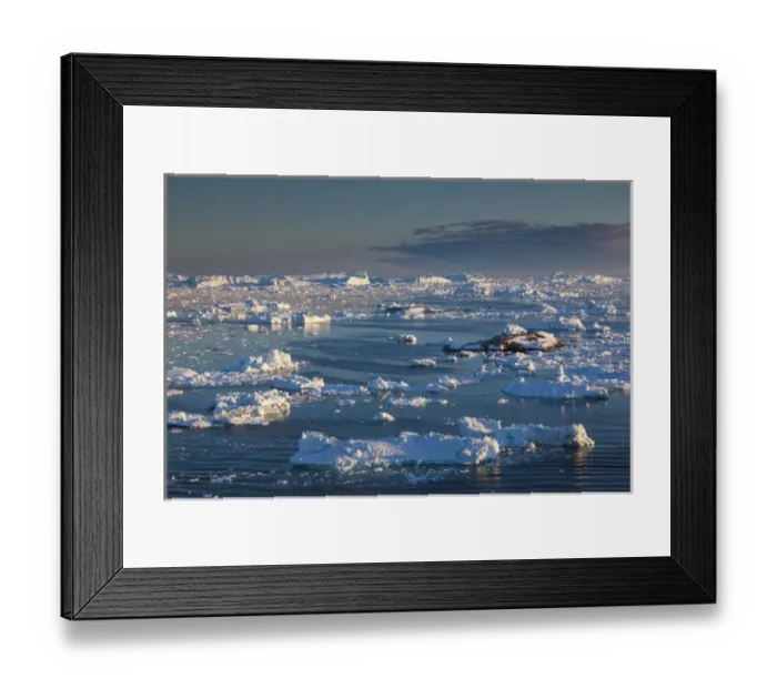 Framed Print : Greenland, Disko Bay, Ilulissat, elevated view of floating ice Framed Print : Greenland, Disko Bay, Ilulissat, elevated view of floating ice