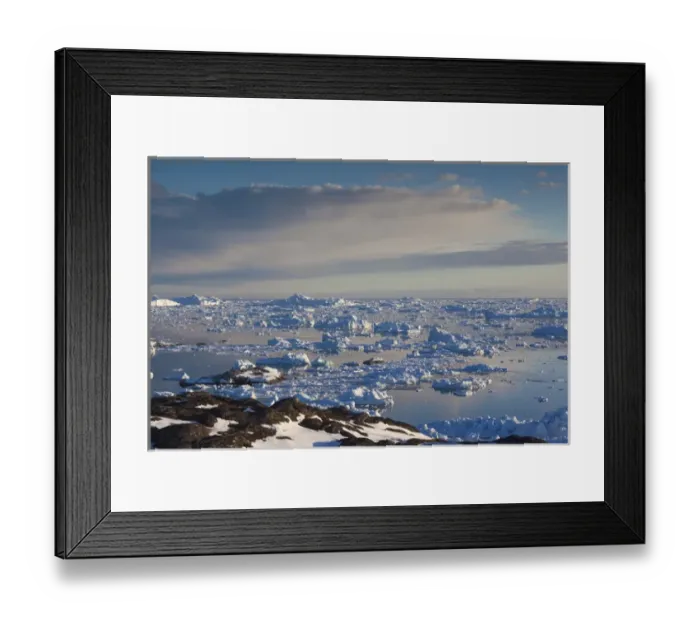 Framed Print : Greenland, Disko Bay, Ilulissat, elevated view of floating ice Framed Print : Greenland, Disko Bay, Ilulissat, elevated view of floating ice