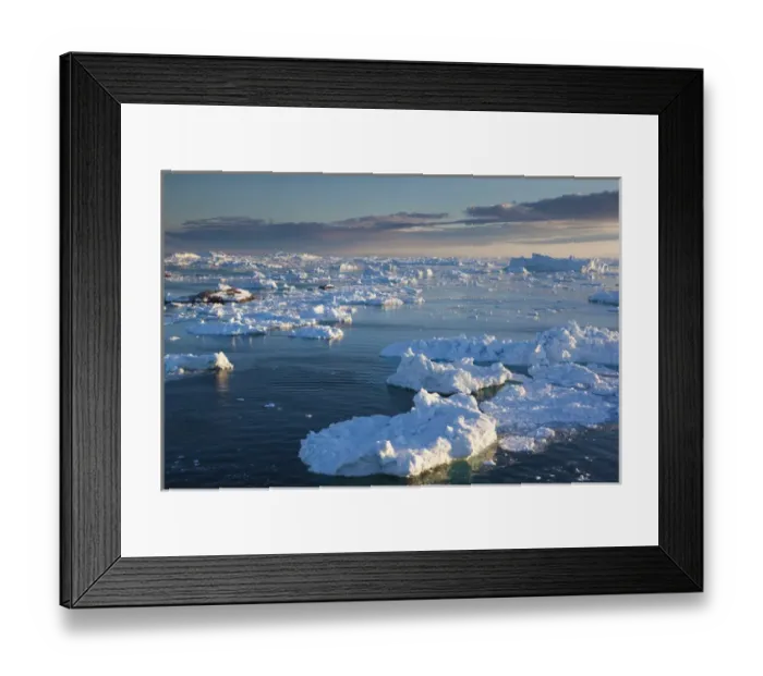 Framed Print : Greenland, Disko Bay, Ilulissat, elevated view of floating ice