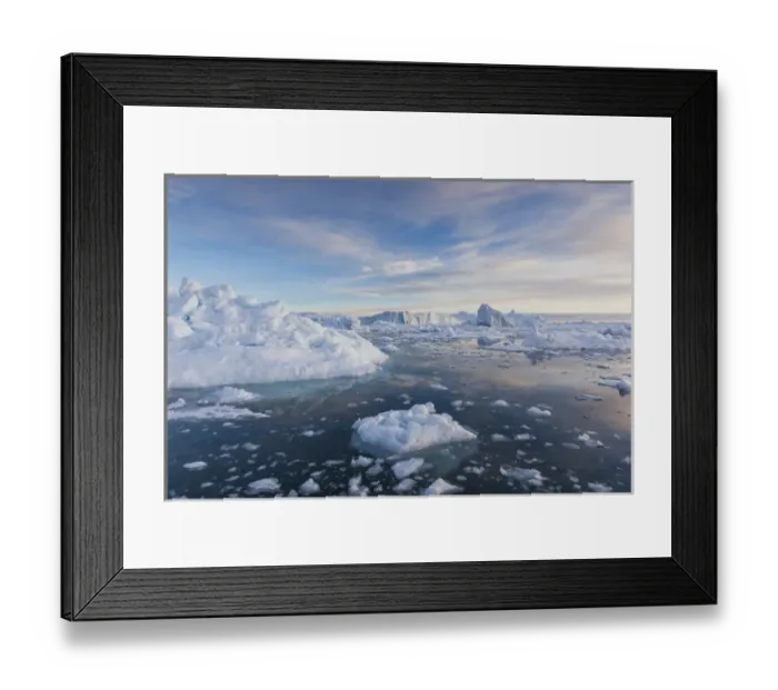 Framed Print : Greenland, Disko Bay, Ilulissat, floating ice at sunset Framed Print : Greenland, Disko Bay, Ilulissat, floating ice at sunset
