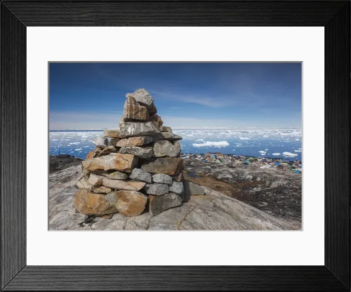 Framed Print : Greenland, Disko Bay, Ilulissat, rock cairn Framed Print : Greenland, Disko Bay, Ilulissat, rock cairn