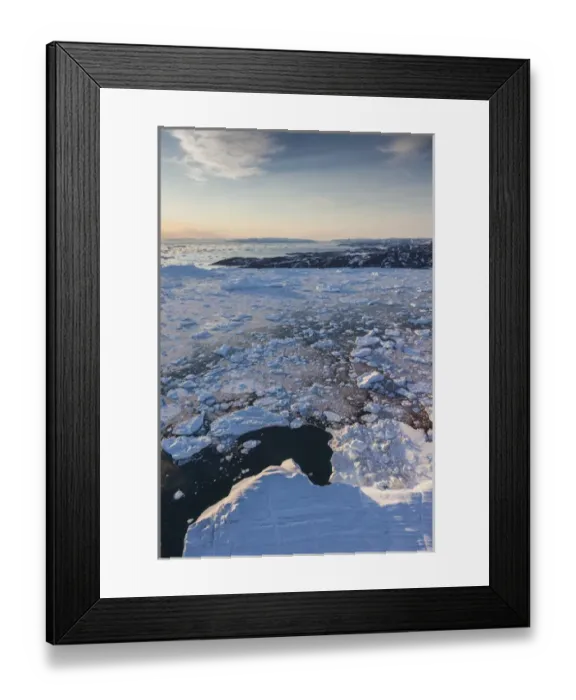 Framed Print : Greenland, Disko Bay, Ilulissat, floating ice, aerial view Framed Print : Greenland, Disko Bay, Ilulissat, floating ice, aerial view