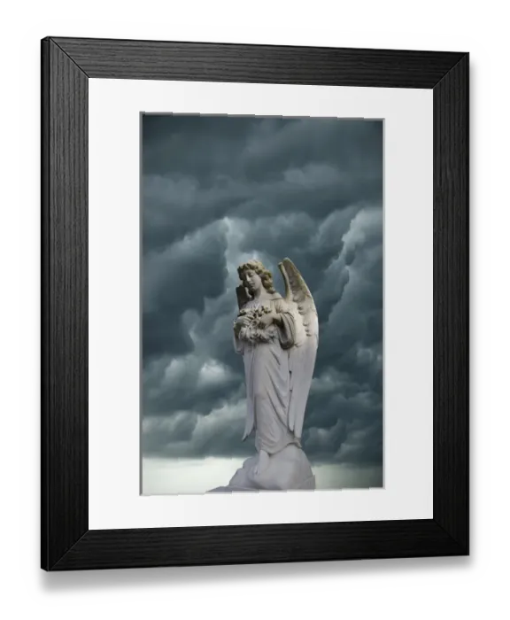 Framed Print : Artistic creation of angel and dark clouds Framed Print : Artistic creation of angel and dark clouds