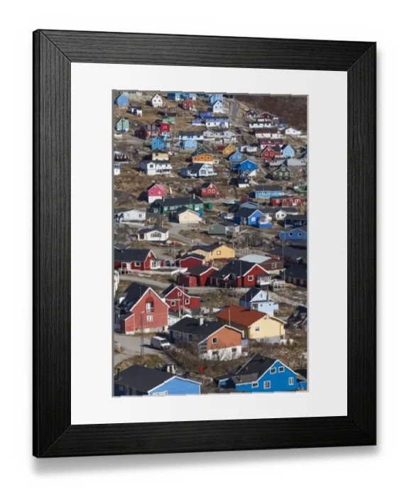 Framed Print : Greenland, Qaqortoq, elevated town view Framed Print : Greenland, Qaqortoq, elevated town view
