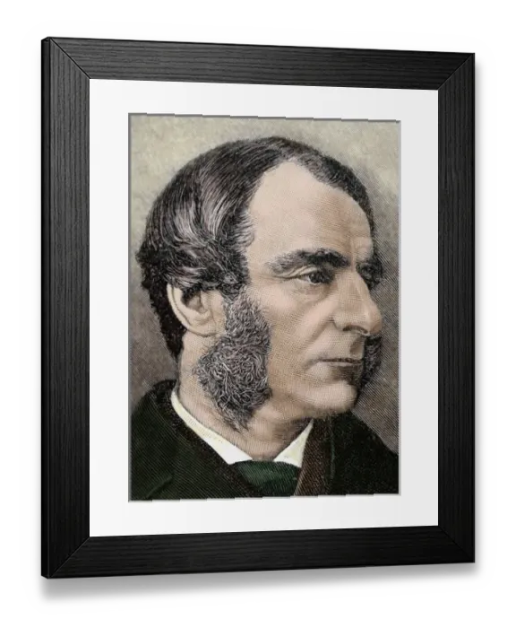 Framed Print : Kingsley, Charles (1819-1875). British writer and historian. Colored engraving