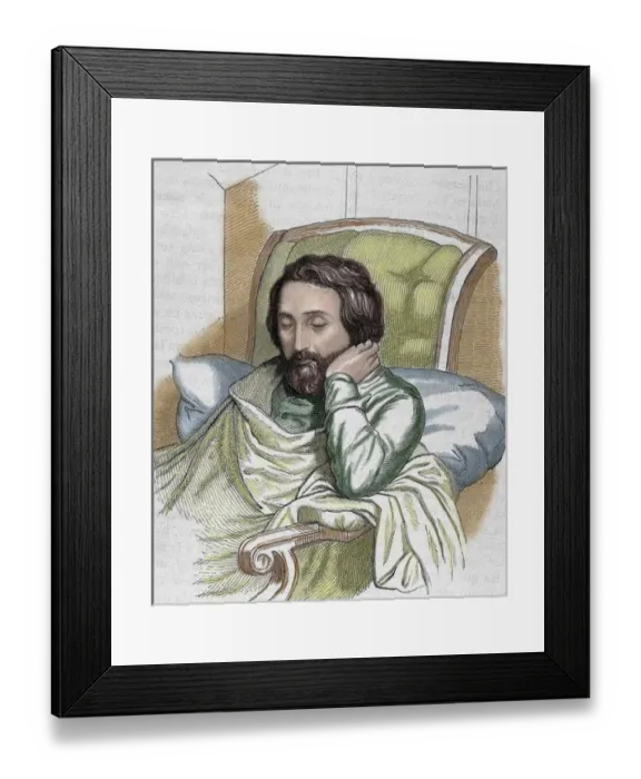 Framed Print : HEINE, Heinrich (Dsseldorf, 1797-Paris, 1856). German writer. Engraving by Weger and Singer, 1885