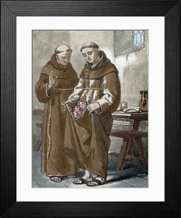 Framed Print : Saint Peter de Regalado (13901456). Friar Minor and reformer. Colored engraving