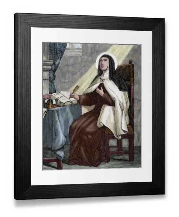 Framed Print : Teresa of Avila (1515-1582). Religious reformer of the Carmelite Order. Engraving by Capuz