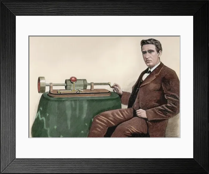 Framed Print : Edison, Thomas Alva (1847-1931). American Inventor. Nineteenth-century colored engraving Framed Print : Edison, Thomas Alva (1847-1931). American Inventor. Nineteenth-century colored engraving