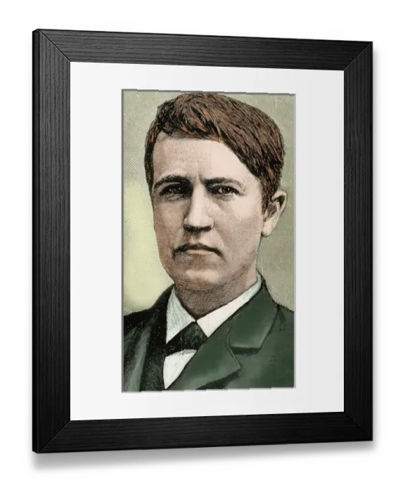 Framed Print : Edison, Thomas Alva (1847-1931). American Inventor. Nineteenth-century colored engraving