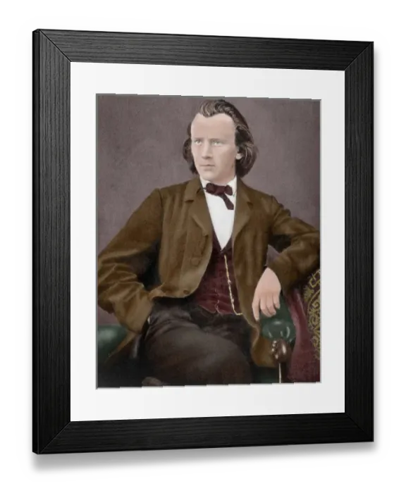 Framed Print : BRAHMS, Johannes (Hamburgo, 1833-Viena, 1897). German composer. Colored engraving Framed Print : BRAHMS, Johannes (Hamburgo, 1833-Viena, 1897). German composer. Colored engraving