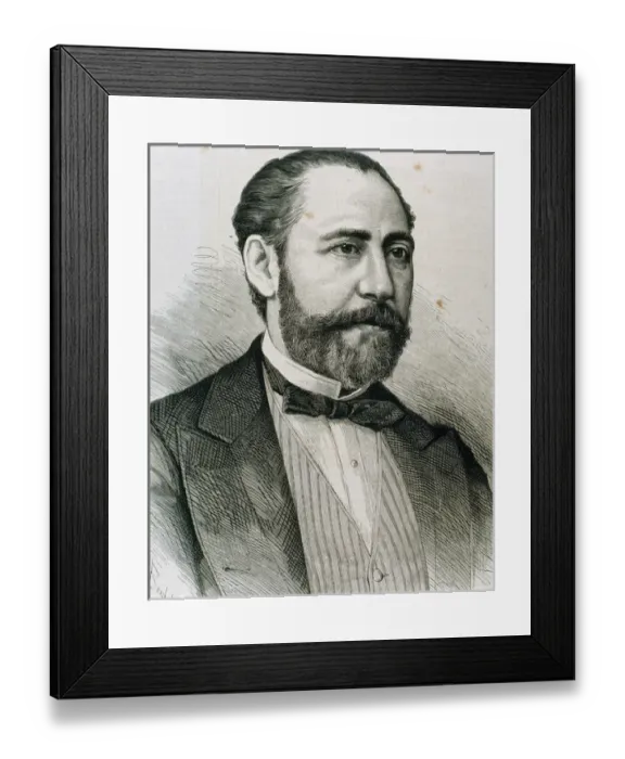 Framed Print : BARBIERI, Francisco Asenjo (1823-1894). Spanish composer. Engraving by A. Carretero