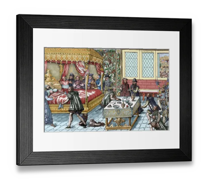 Framed Print : Henry II (1519-1559). King of France (1547-1559). Kings death. Colored engraving Framed Print : Henry II (1519-1559). King of France (1547-1559). Kings death. Colored engraving