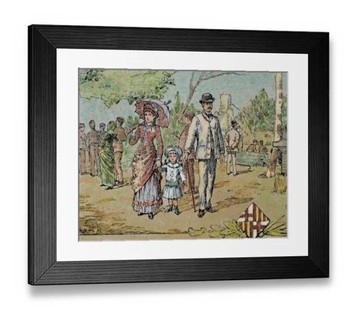 Framed Print : Family walking. Barcelona. Catalonia. Spain. 1885