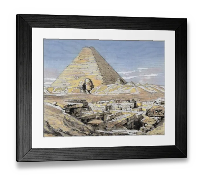 Framed Print : Egypt. Pyramids and Sphinx. Colored engraving, 1879 Framed Print : Egypt. Pyramids and Sphinx. Colored engraving, 1879