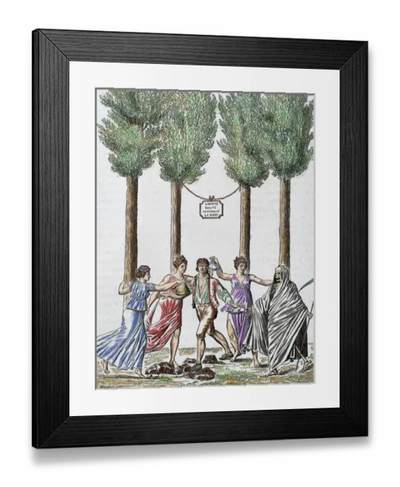 Framed Print : Allegory of the French Revolution. French citizen blindfolded trying to take the liberty