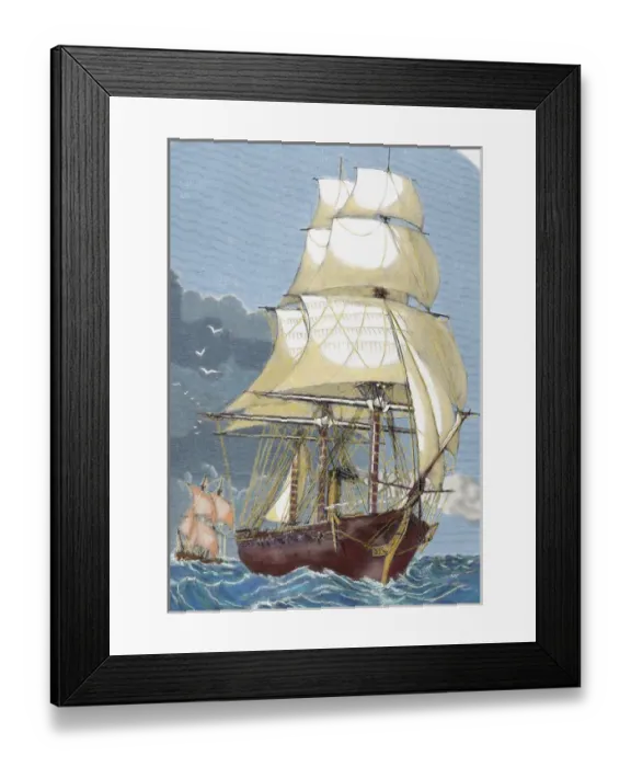 Framed Print : Clipper. 19th century. Colored engraving Framed Print : Clipper. 19th century. Colored engraving
