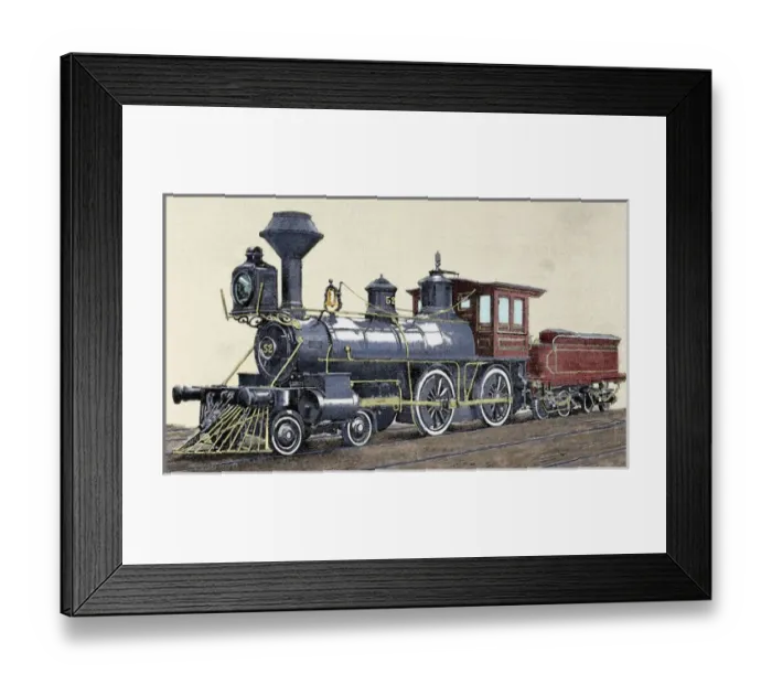 Framed Print : Locomotive. Drawing R. Loewenstein. La Ilustracion 1881. Engraving