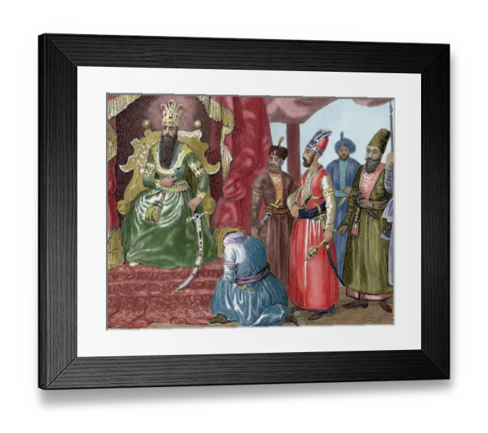 Framed Print : Ottoman Empire. Sultan welcoming the Council members in the courtroom Topkapi Palace