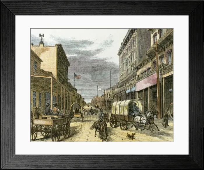 Framed Print : Virginia City in 1870. Main street. United States. Engraving Framed Print : Virginia City in 1870. Main street. United States. Engraving