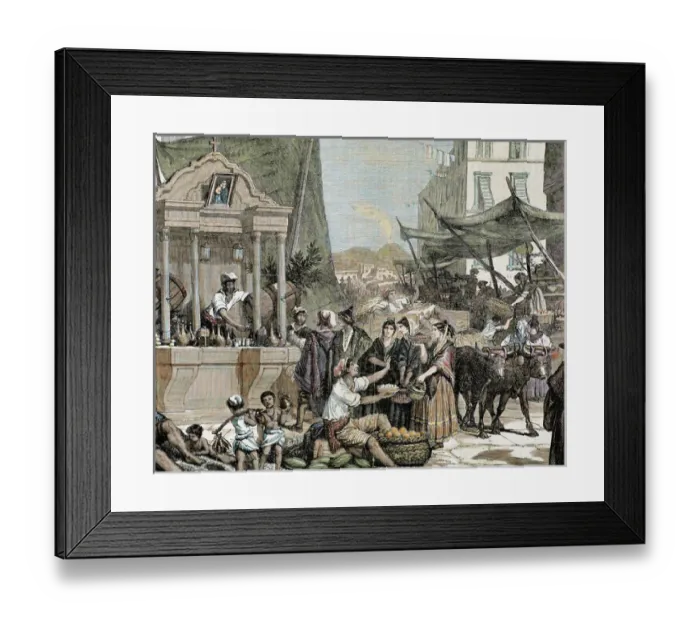 Framed Print : Naples. View of a city street in the early 19th century. Italy. Engraving of 1852 Framed Print : Naples. View of a city street in the early 19th century. Italy. Engraving of 1852