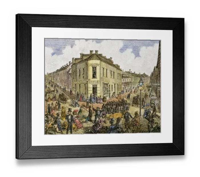 Framed Print : Streets junction. New York 1829. United States. Engraving