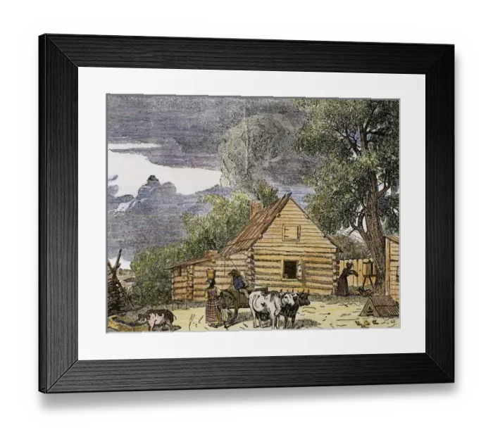 Framed Print : Hut. Virginia, 1848. United States. Engraving Framed Print : Hut. Virginia, 1848. United States. Engraving