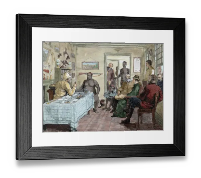 Framed Print : South Africa. Conference held between Ottam brother Cetewayo (Zulu king c. 183-1884) Framed Print : South Africa. Conference held between Ottam brother Cetewayo (Zulu king c. 183-1884)