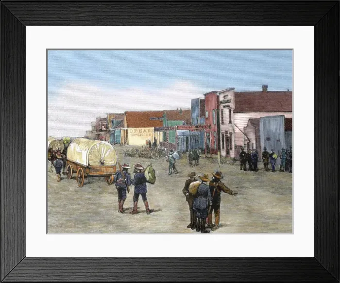 Framed Print : United States. Purcell. Oklahoma. Main Street after the land rush, 1889 Framed Print : United States. Purcell. Oklahoma. Main Street after the land rush, 1889