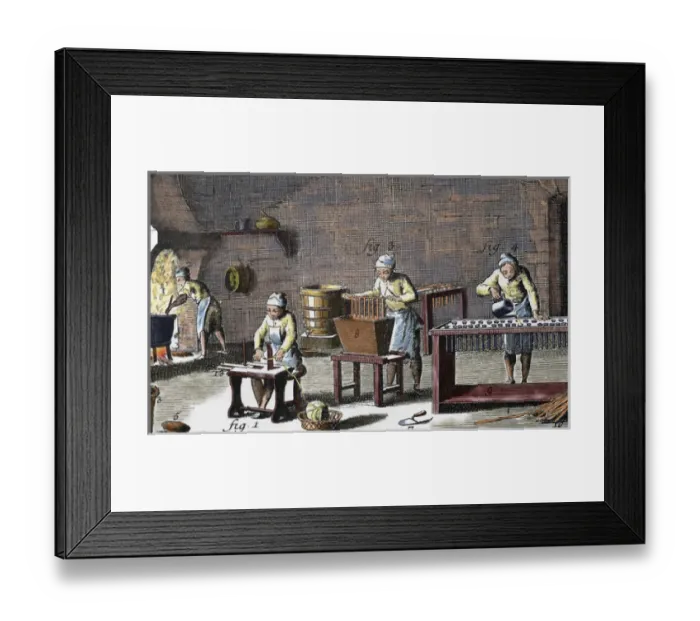 Framed Print : Workshop handmade candles. Engraving of the eighteenth century in the Encyclopedie Framed Print : Workshop handmade candles. Engraving of the eighteenth century in the Encyclopedie