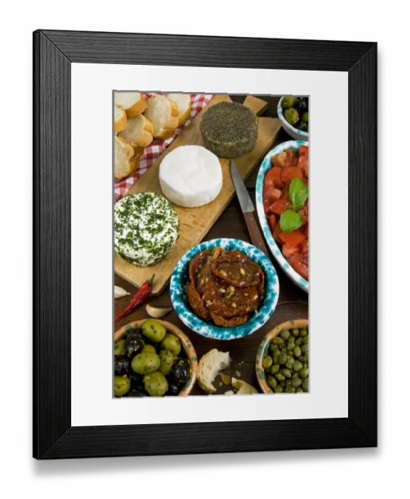 Framed Print : Maltese appetizer Gbejniet (round cheeselet made in Malta from goats or sheep Framed Print : Maltese appetizer Gbejniet (round cheeselet made in Malta from goats or sheep