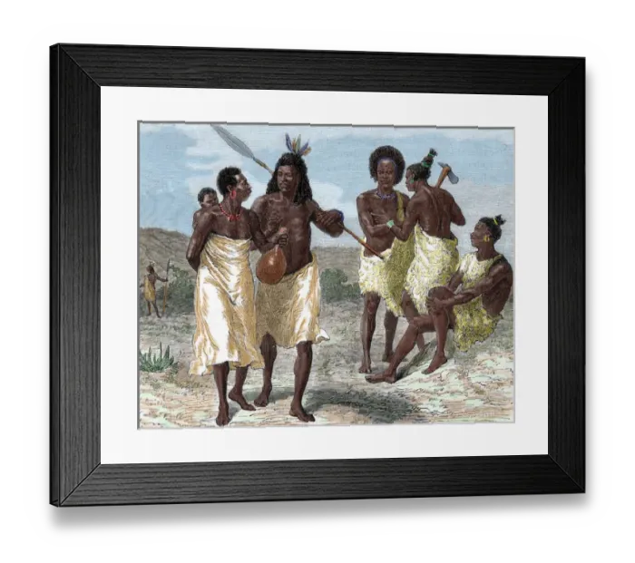 Framed Print : Africa. Native Vouanyamouezi. Colored engraving from 1882 Framed Print : Africa. Native Vouanyamouezi. Colored engraving from 1882