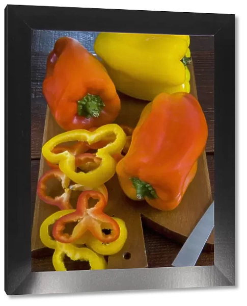 Yellow and red peppers or bell pepper, or sweet pepper