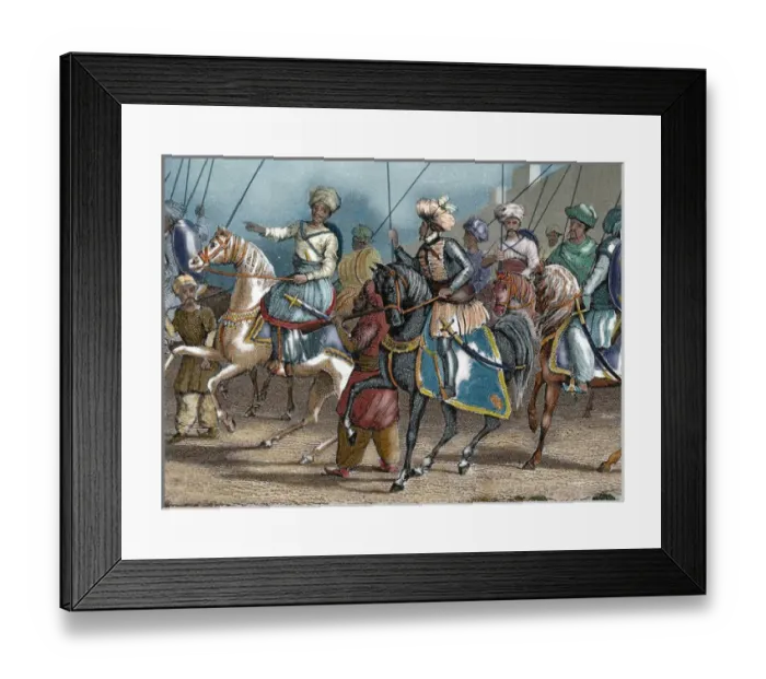 Framed Print : Arab army. Nineteenth-century colored engraving Framed Print : Arab army. Nineteenth-century colored engraving