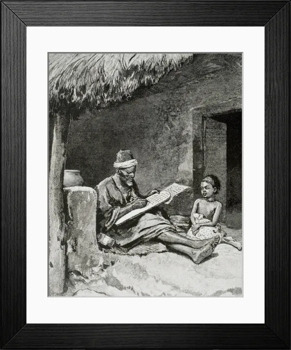Framed Print : An old man teach to write a child. French Sudan. 1893 Framed Print : An old man teach to write a child. French Sudan. 1893