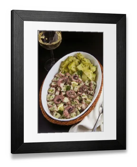 Framed Print : Octopus salad and potatoes Framed Print : Octopus salad and potatoes