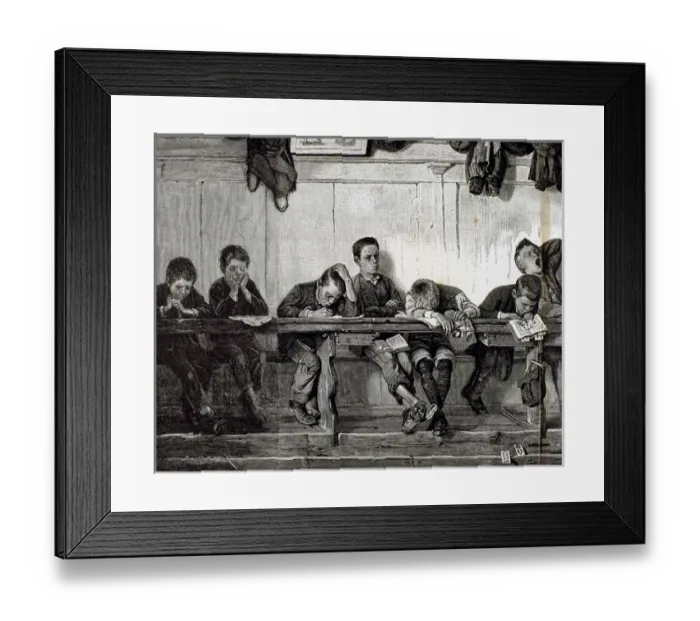 Framed Print : Bank of punished in a school. Engraving, 1884 Framed Print : Bank of punished in a school. Engraving, 1884