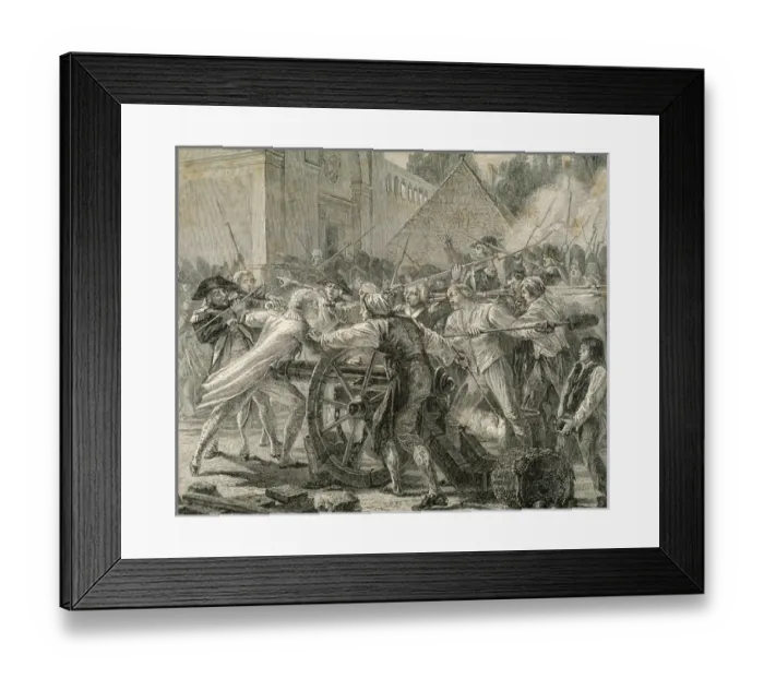Framed Print : French Revolution. Heroic act of Desilles. Engraving by T. Meyer Heine