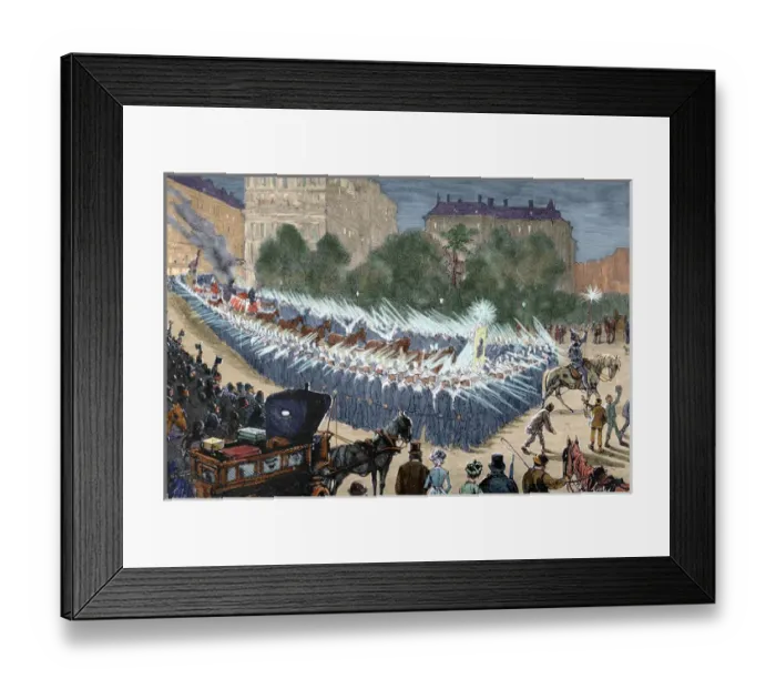 Framed Print : Grand procession to the electric light in New York on October 31, 1884