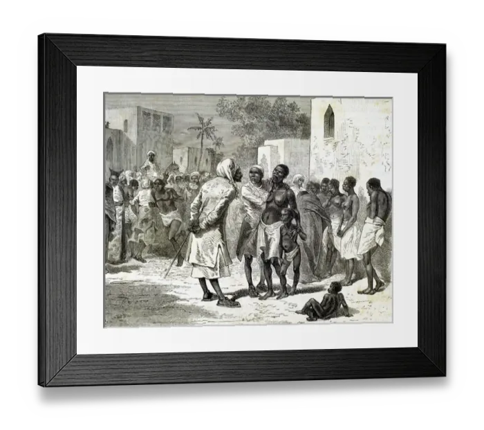 Framed Print : HISTORY OF AFRICA. Slave market in Zanzibar. Engraving by Hildibrand. 1882 Framed Print : HISTORY OF AFRICA. Slave market in Zanzibar. Engraving by Hildibrand. 1882