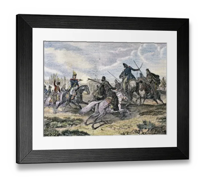 Framed Print : History of the Napoleonic Empire (XVIII century). Napoleonic Wars. Fightt between french troops