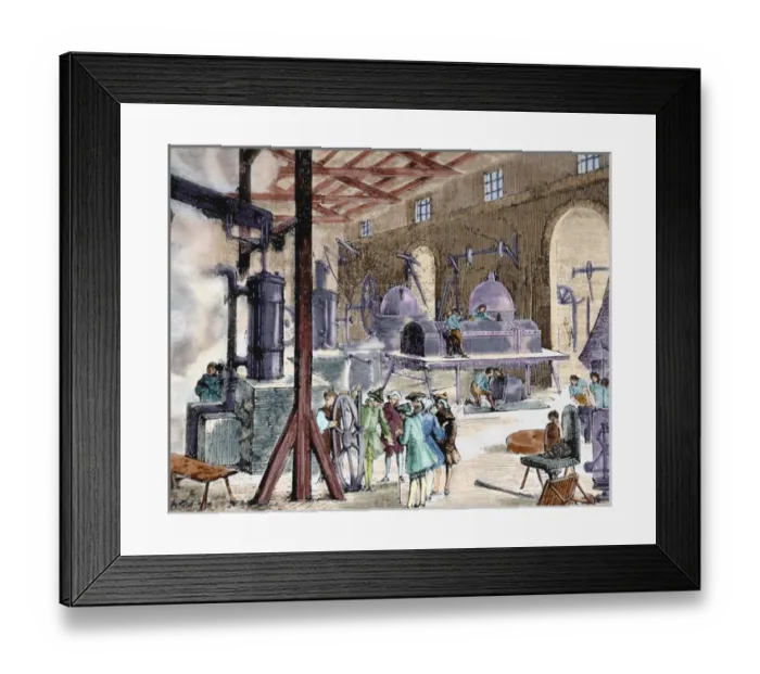 Framed Print : Industrial Revolution. London. Interior of an English factory. Late 18th century Framed Print : Industrial Revolution. London. Interior of an English factory. Late 18th century
