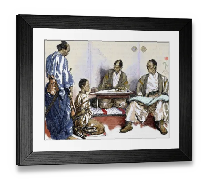 Framed Print : Japan. 19th Century. Judge. Drawing by Neuville. Colored engraving Framed Print : Japan. 19th Century. Judge. Drawing by Neuville. Colored engraving