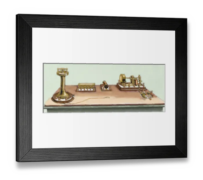 Framed Print : Phonoplex telegraph invented by Thomas Alva Edison (1847-1931). Engraving