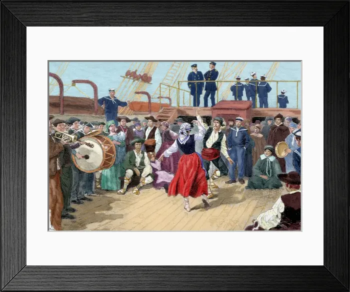 Framed Print : Spanish emigrants on board a ship heading toward Argentina